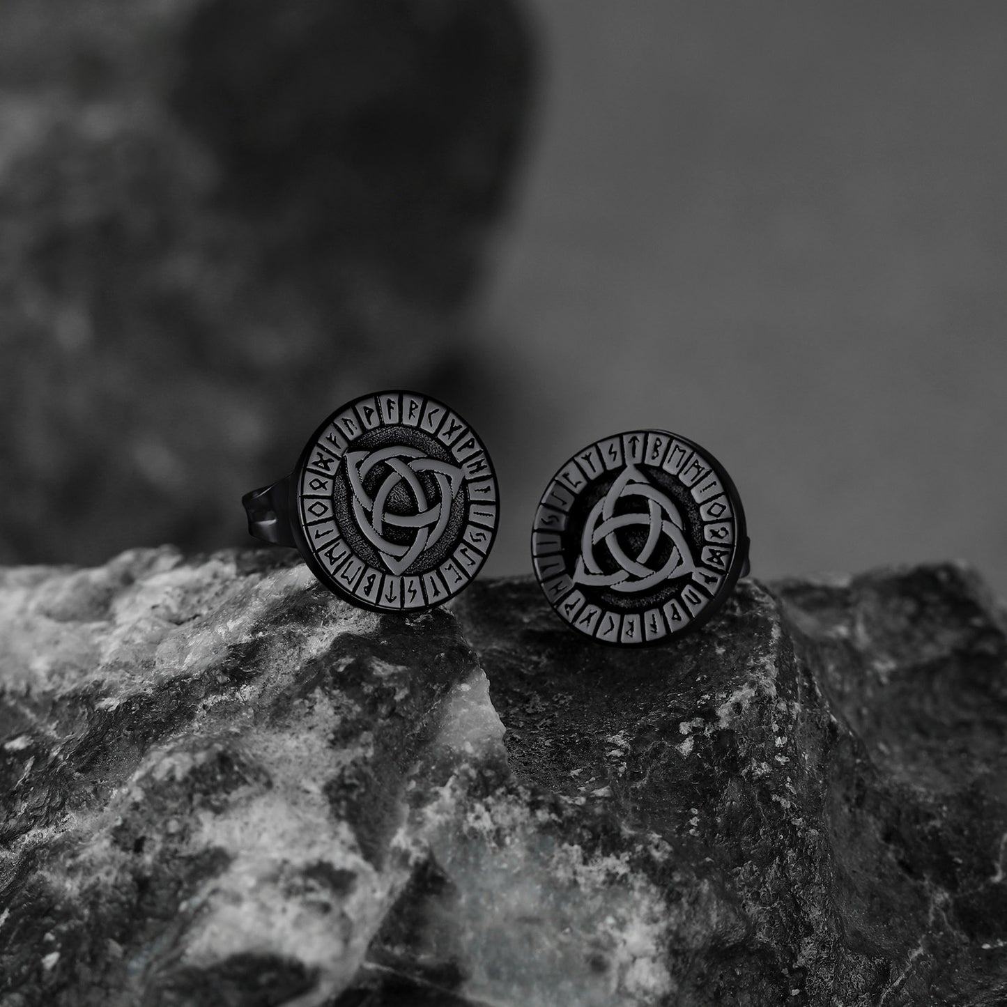 FaithHeart Viking Celtic Knot With Rune Stud Earrings for Men FaithHeart