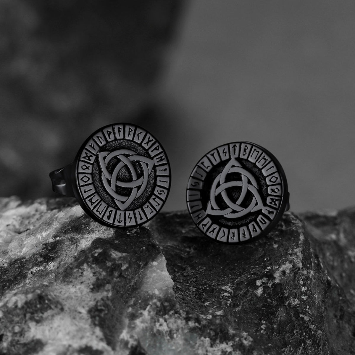 FaithHeart Viking Celtic Knot With Rune Stud Earrings for Men FaithHeart