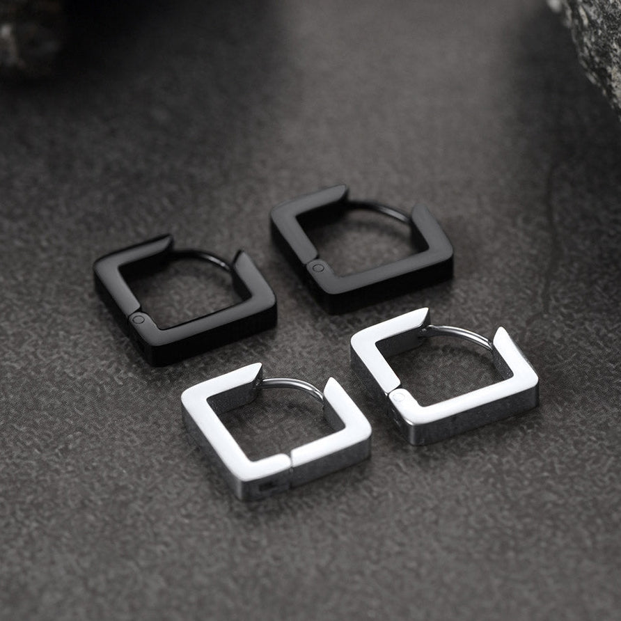 FaithHeart Square Huggie Hoop Earrings For Men FaithHeart