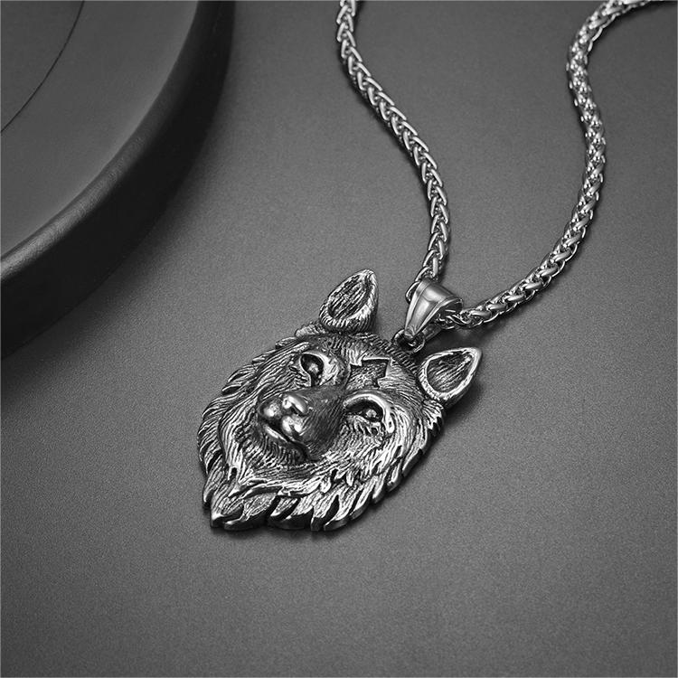 FaithHeart Viking Wolf Pendant Necklace For Men FaithHeart