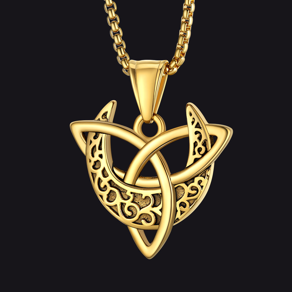 FaithHeart Vintage Triple Moon Goddess Necklace For Men FaithHeart