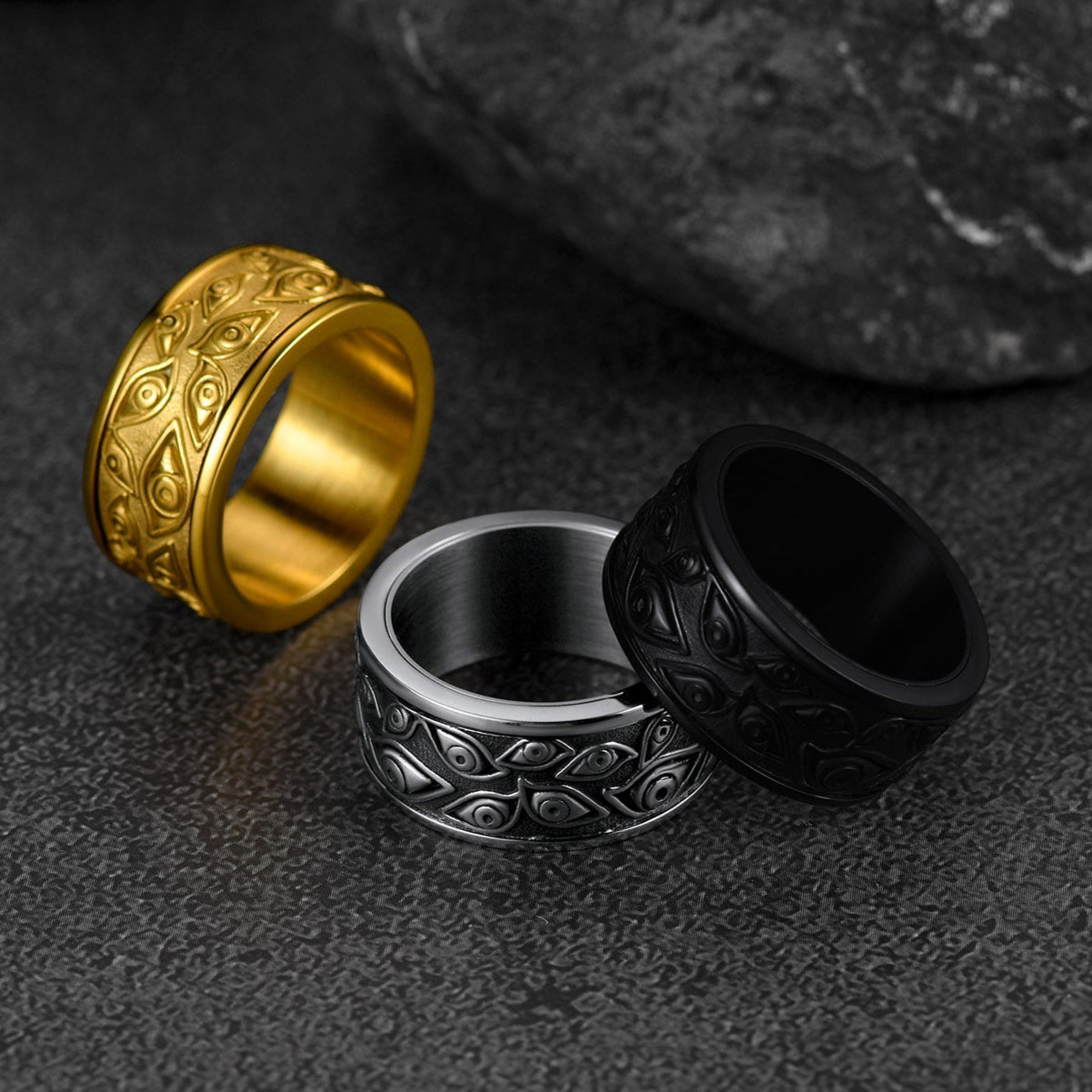 FaithHeart Evil Eye Ring Fidget Anxiety Ring For Men FaithHeart