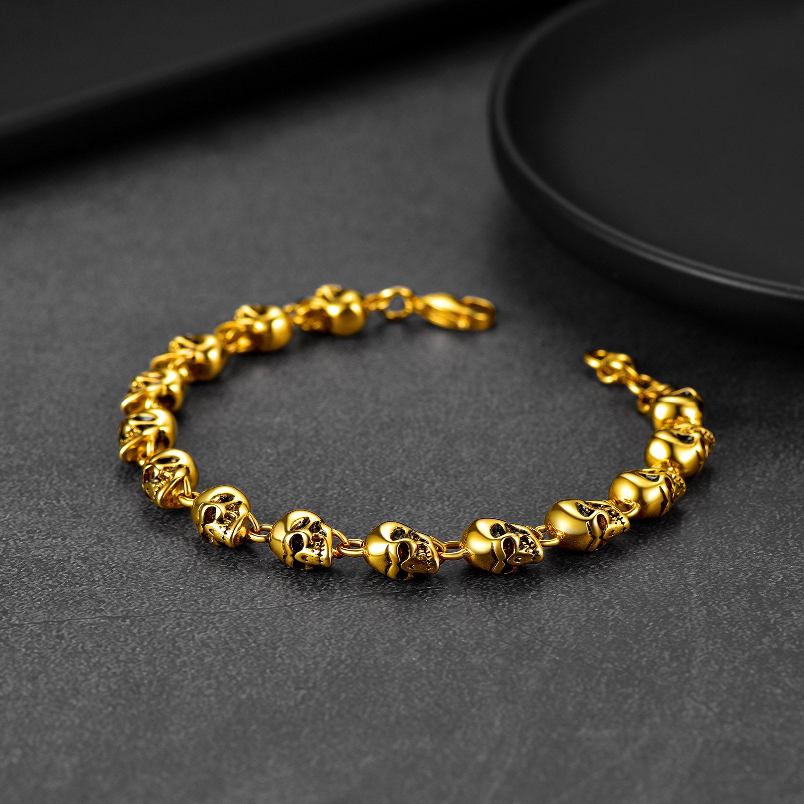 FaithHeart Gothic Linked Chain Skull Bracelet for Men FaithHeart