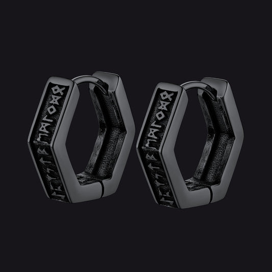FaithHeart Viking Hexagon Runes Hoop Earrings For Men FaithHeartimg