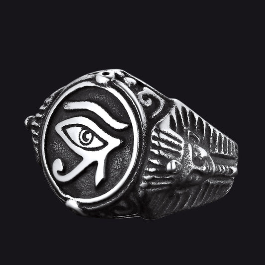 FaithHeart Egyptian Eye of Horus Signet Ring For Men FaithHeartimg
