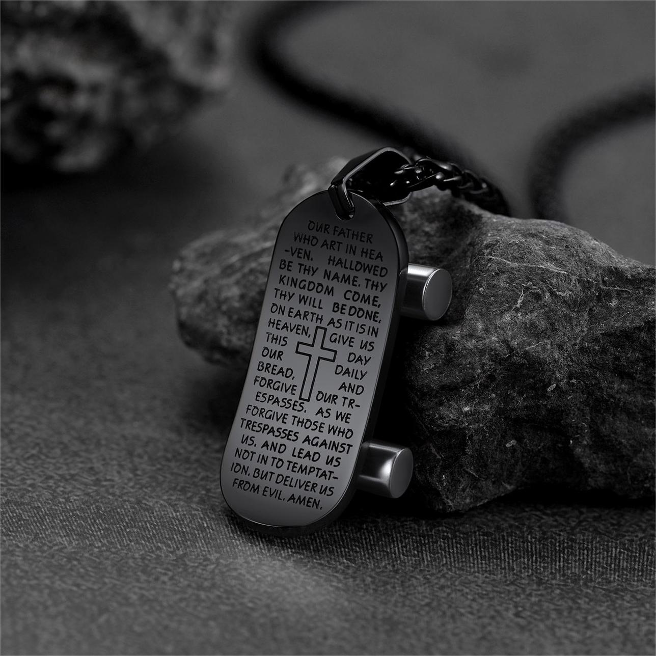 FaithHeart Lord's Prayer Skateboard Necklace Pendant for Men FaithHeart