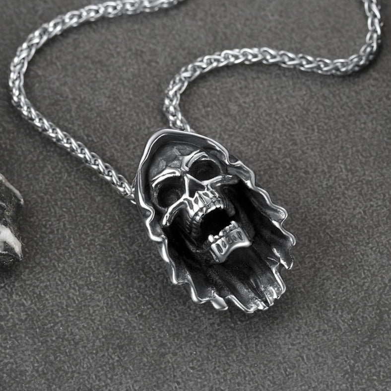 FaithHeart Grim Reaper Skull Pendant Necklace For Men FaithHeart
