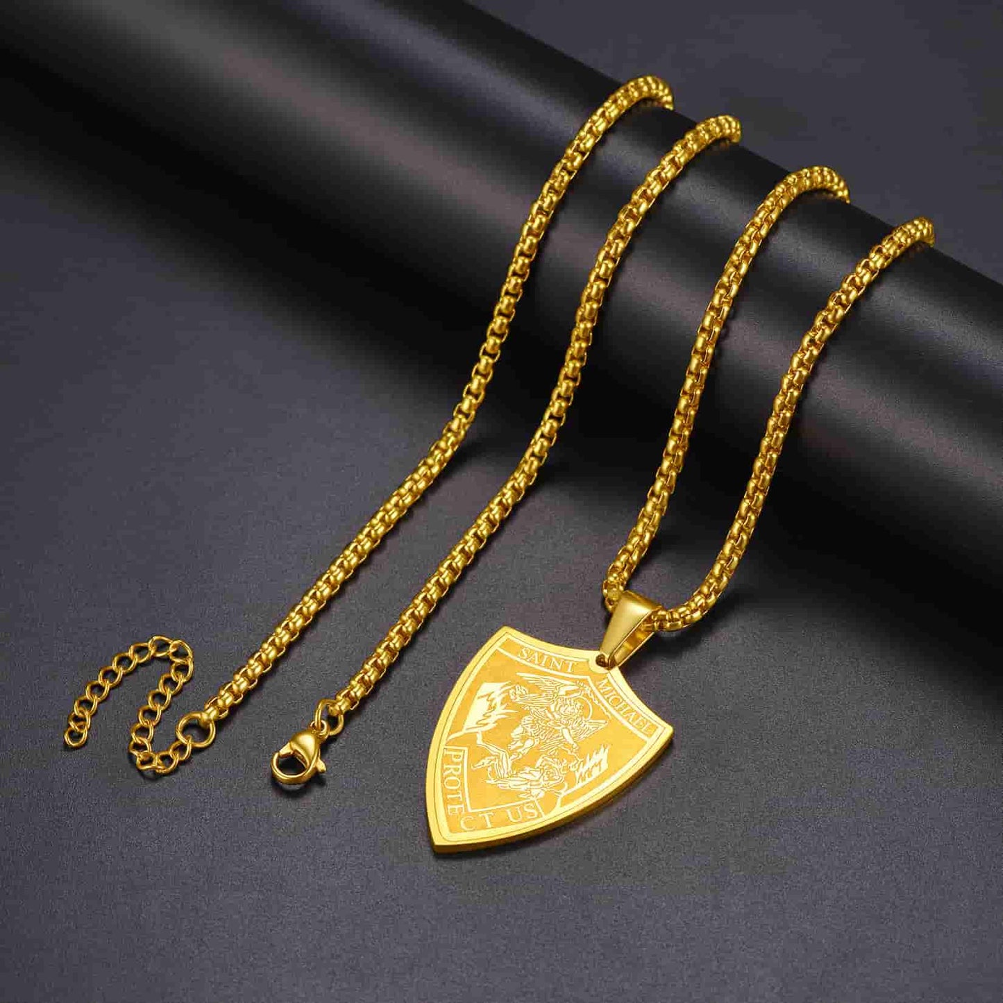 FaithHeart Saint Michael Necklace Archangel Shield Pendant for Men FaithHeart