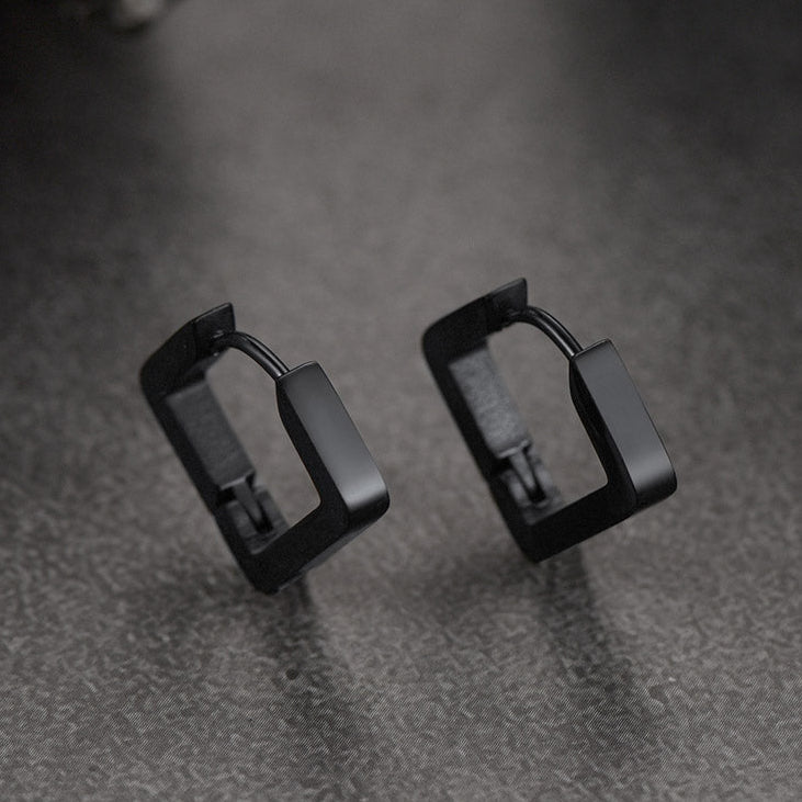 FaithHeart Square Huggie Hoop Earrings For Men FaithHeart