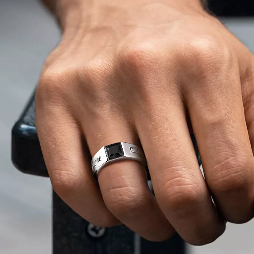 FaithHeart Minimalist Black Onyx Band Ring For Men FaithHeart