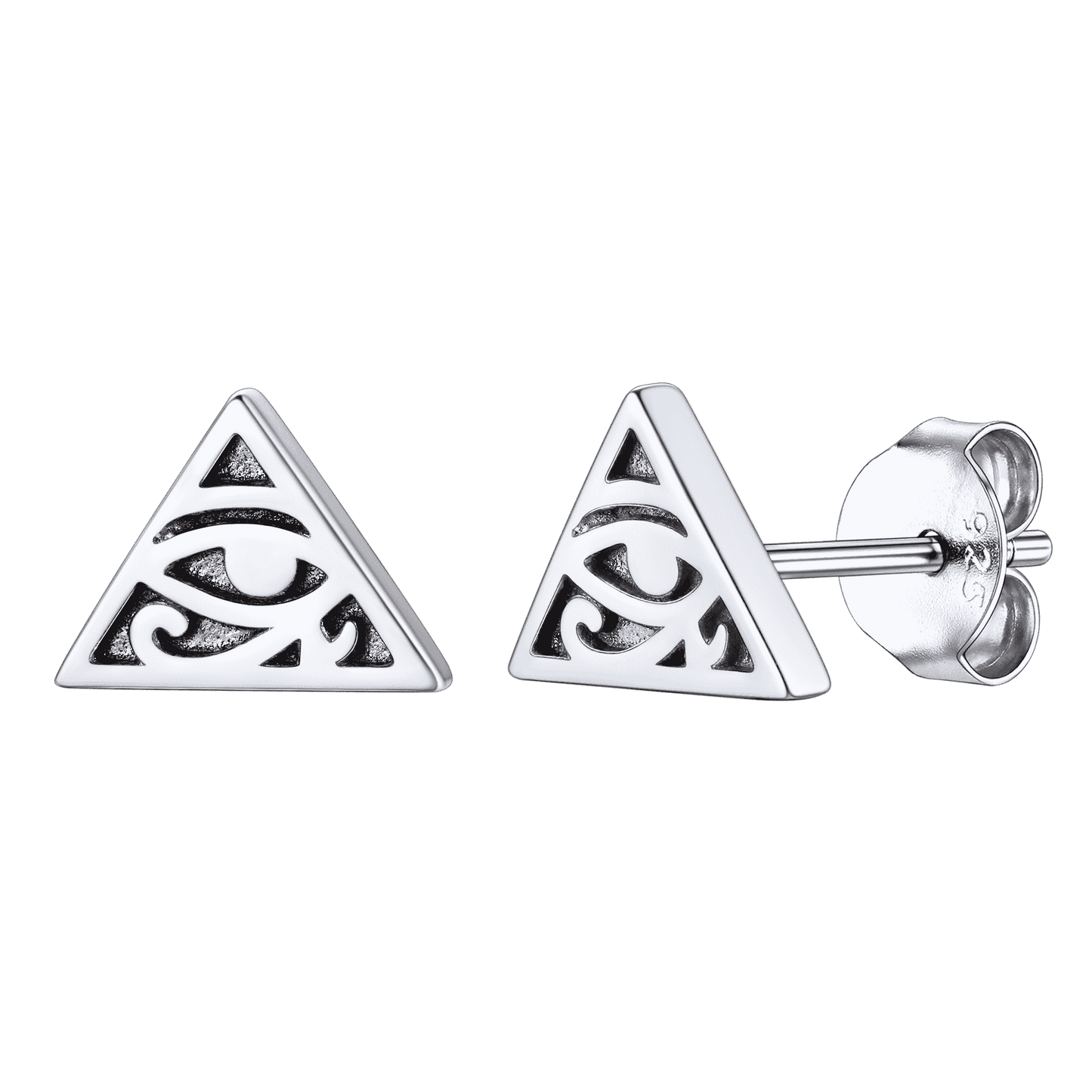 FaithHeart Sterling Silver Eye of Horus Stud Earrings For Men FaithHeart