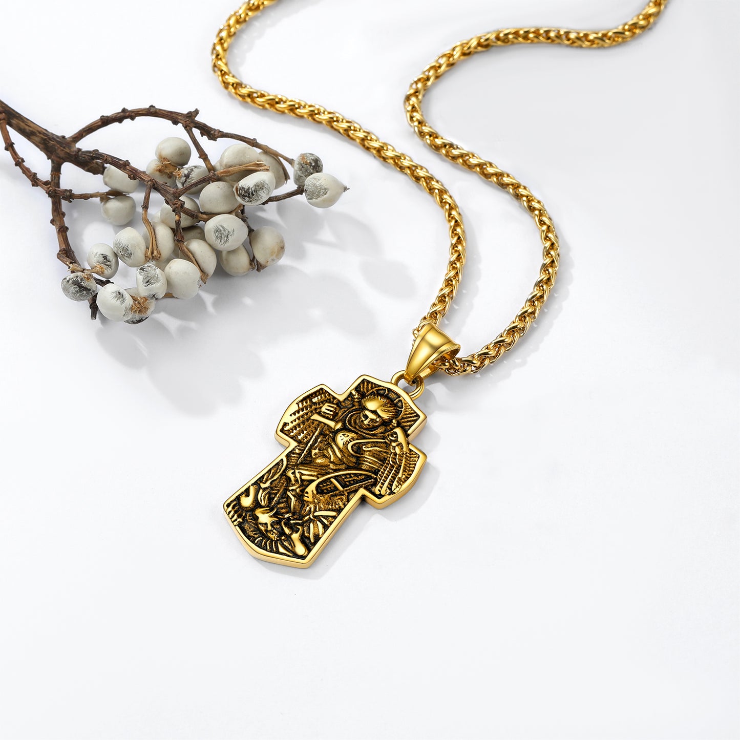 FaithHeart Archangel St. Michael Cross Necklace Protection Pendant FaithHeart
