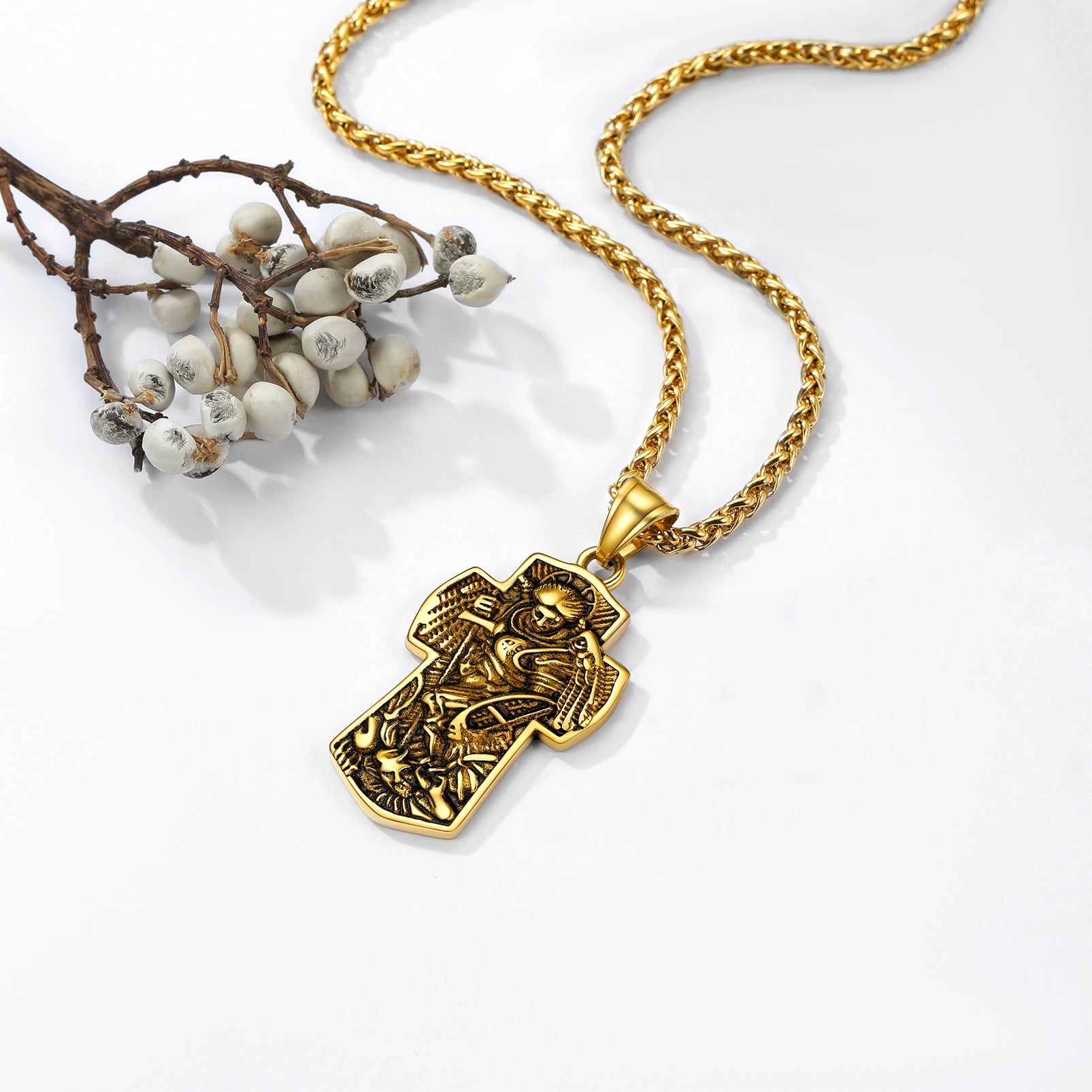 FaithHeart Archangel St. Michael Cross Necklace Protection Pendant FaithHeart