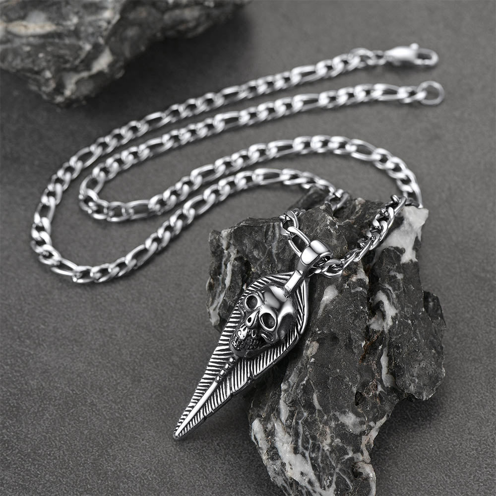 FaithHeart Leaves Skull Pendant Necklace For Men FaithHeart