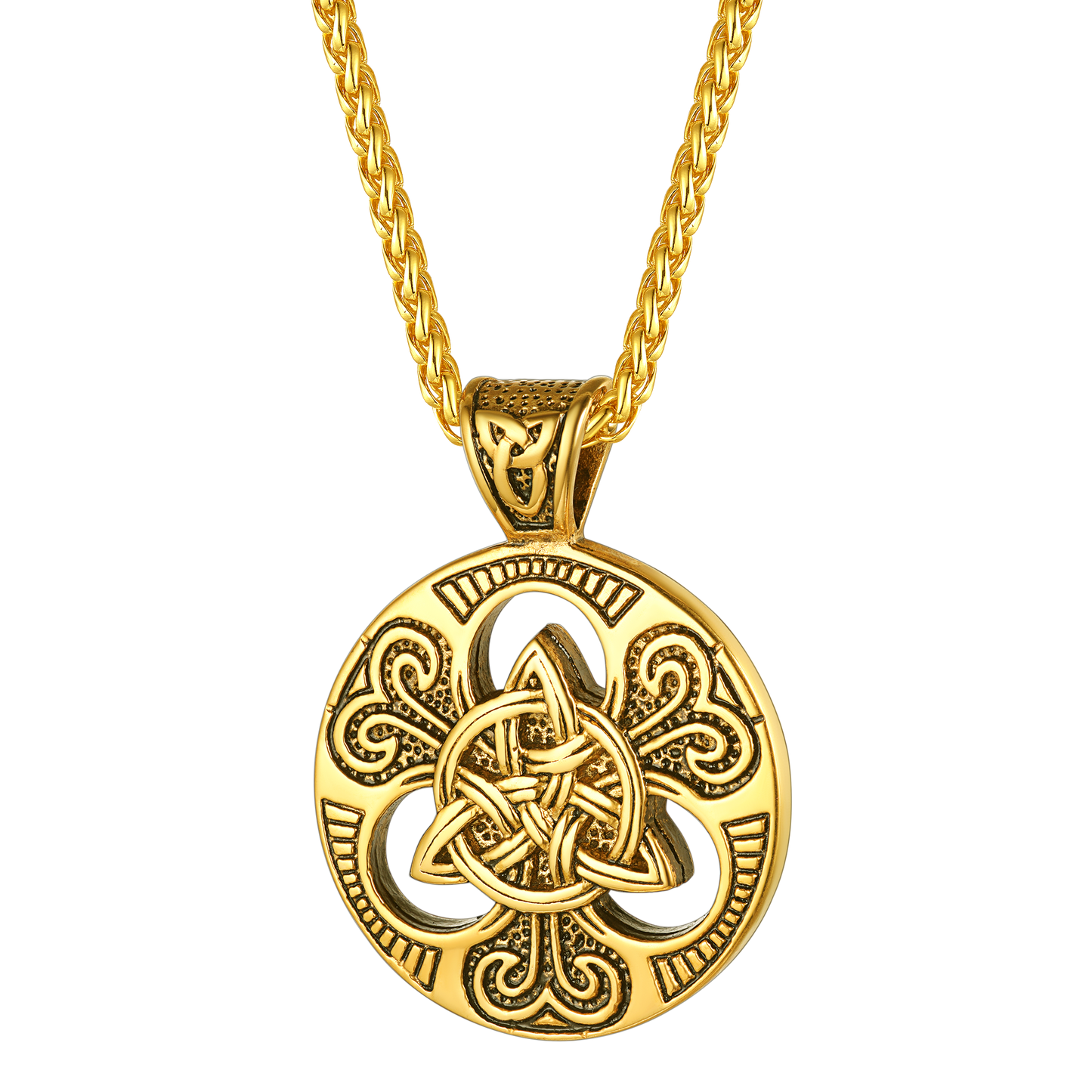 FaithHeart Vintage Celtic Triple Knot Necklace Amulet Pendant for Men FaithHeart