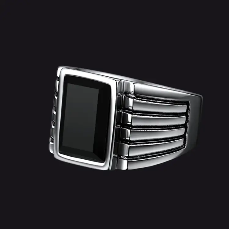 FaithHeart Stripes Black Onyx Ring For Men FaithHeart