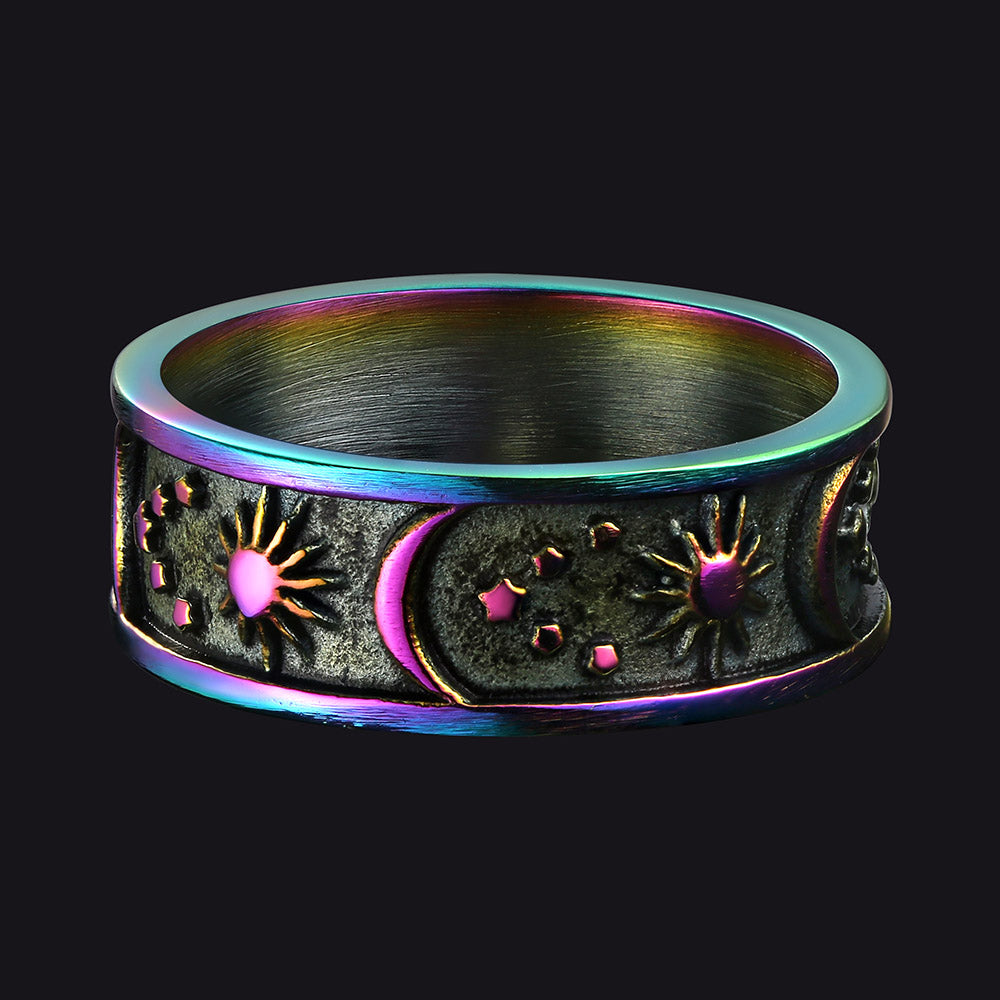 FaithHeart Sun Moon Star Band Ring For Men FaithHeart