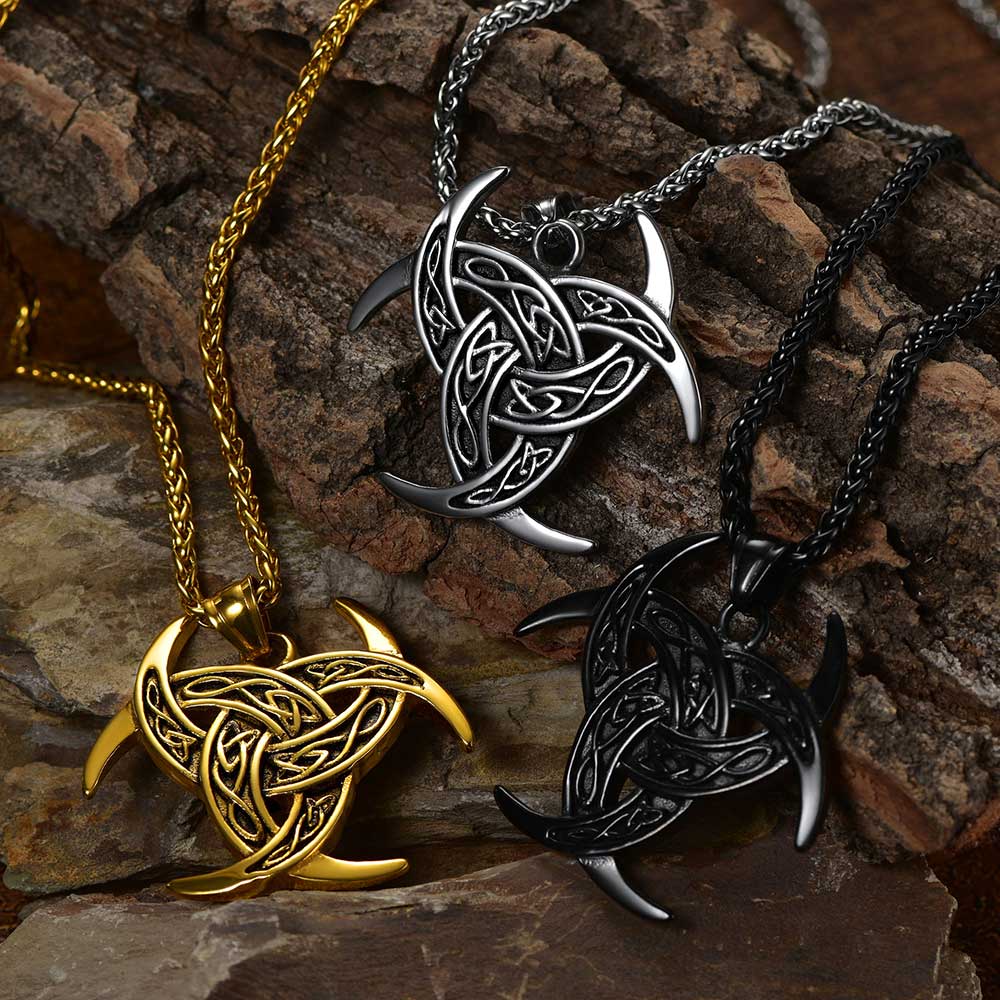 FaithHeart Viking Odin Triple Horn Necklace for Men FaithHeart