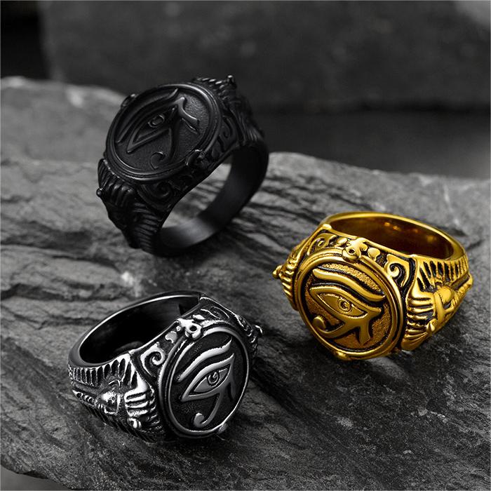 FaithHeart Egyptian Eye of Horus Signet Ring For Men FaithHeart
