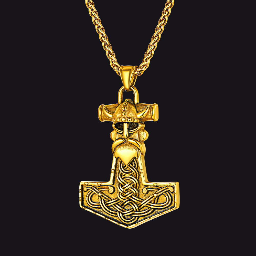 FaithHeart Viking Thor Hammer Necklace Odin Pendant For Men FaithHeart