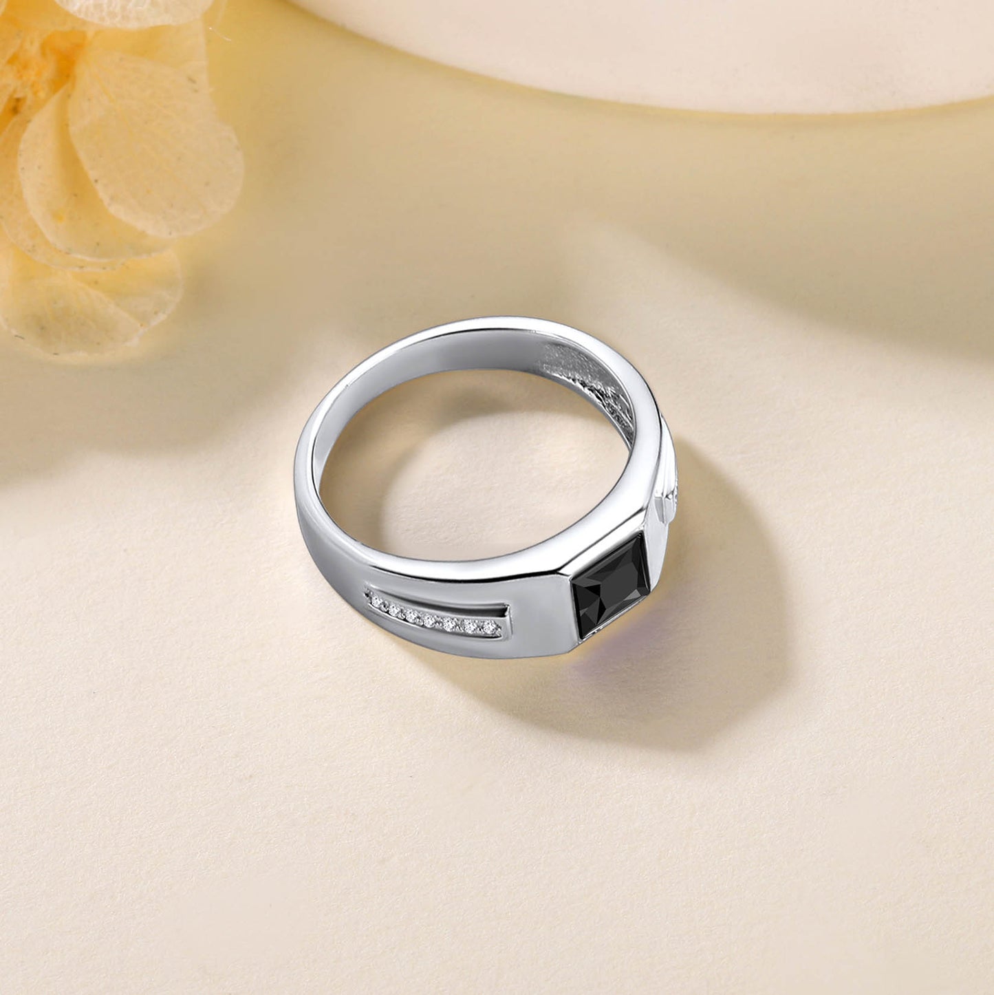 FaithHeart Minimalist Black Onyx Band Ring For Men FaithHeart