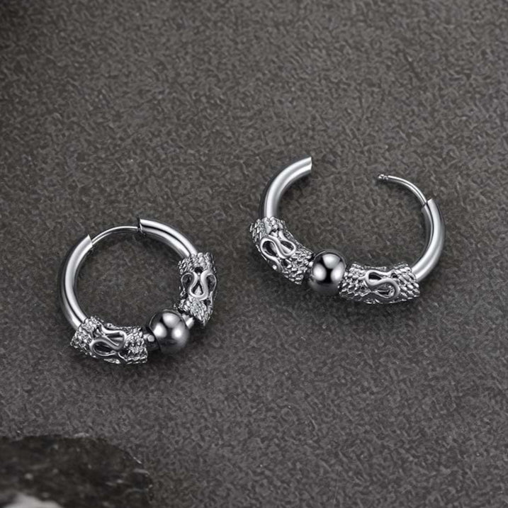 FaithHeart Hip Hop Dragon Totem Hoop Earrings For Men FaithHeart