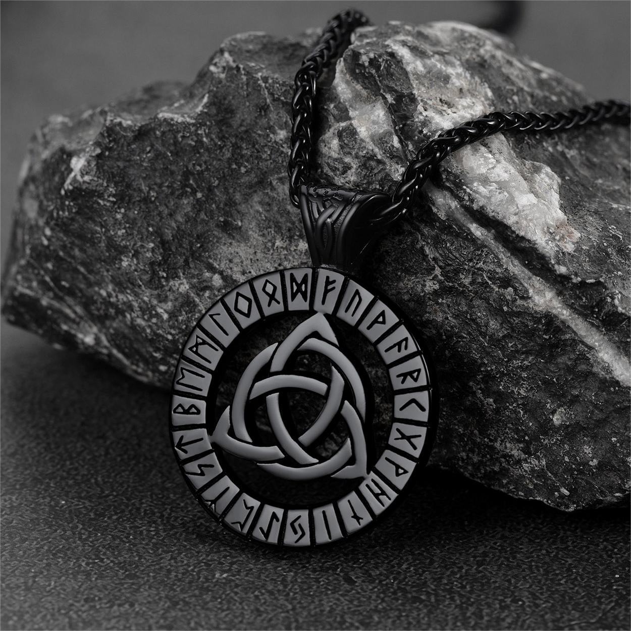 FaithHeart Viking Runes Celtic Knot Necklace for Men FaithHeart