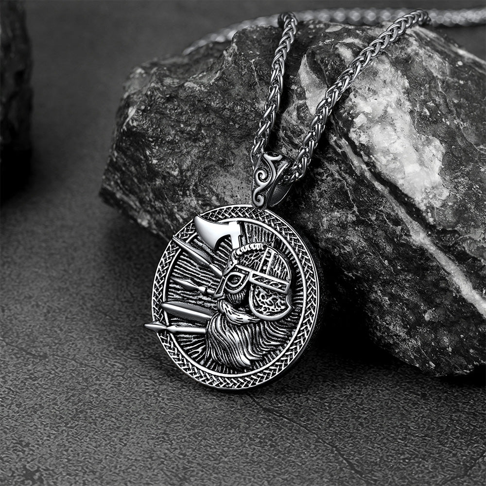 FaithHeart Norse Viking Odin Warrior Pendant Necklace for Men FaithHeart