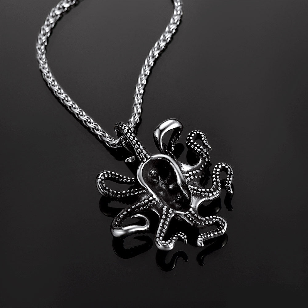 FaithHeart Gothic Octopus Skull Necklace For Men FaithHeart
