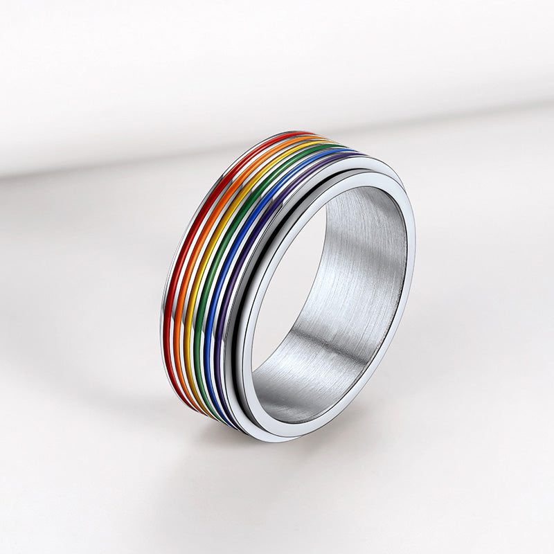 FaithHeart LGBT Pride Rainbow Ring Anxiety Fidget Ring Spinner FaithHeart