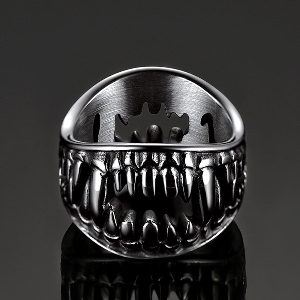 FaithHeart Gothic Punk Vampire Fang Teeth Ring For Men FaithHeart