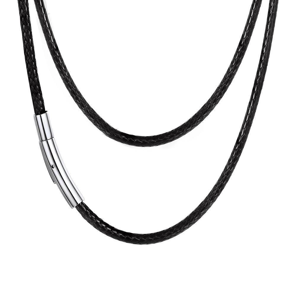 FaithHeart Leather Necklace Cord with Clasp, Black Waterproof