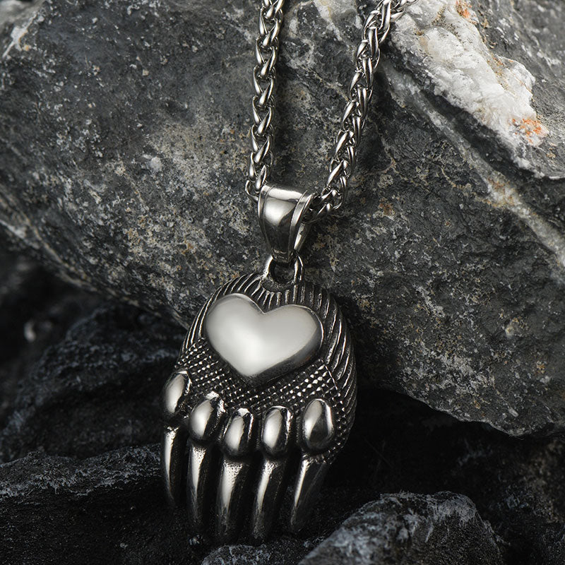 FaithHeart Viking Bear Paw Pendant Necklace for Men FaithHeart