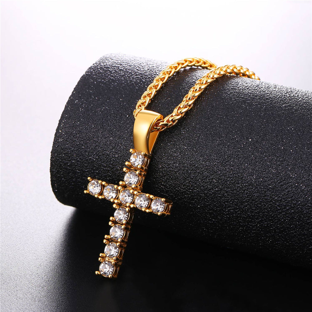 FaithHeart Cubic Zirconia Cross Necklace Pendant for Men/Women FaithHeart