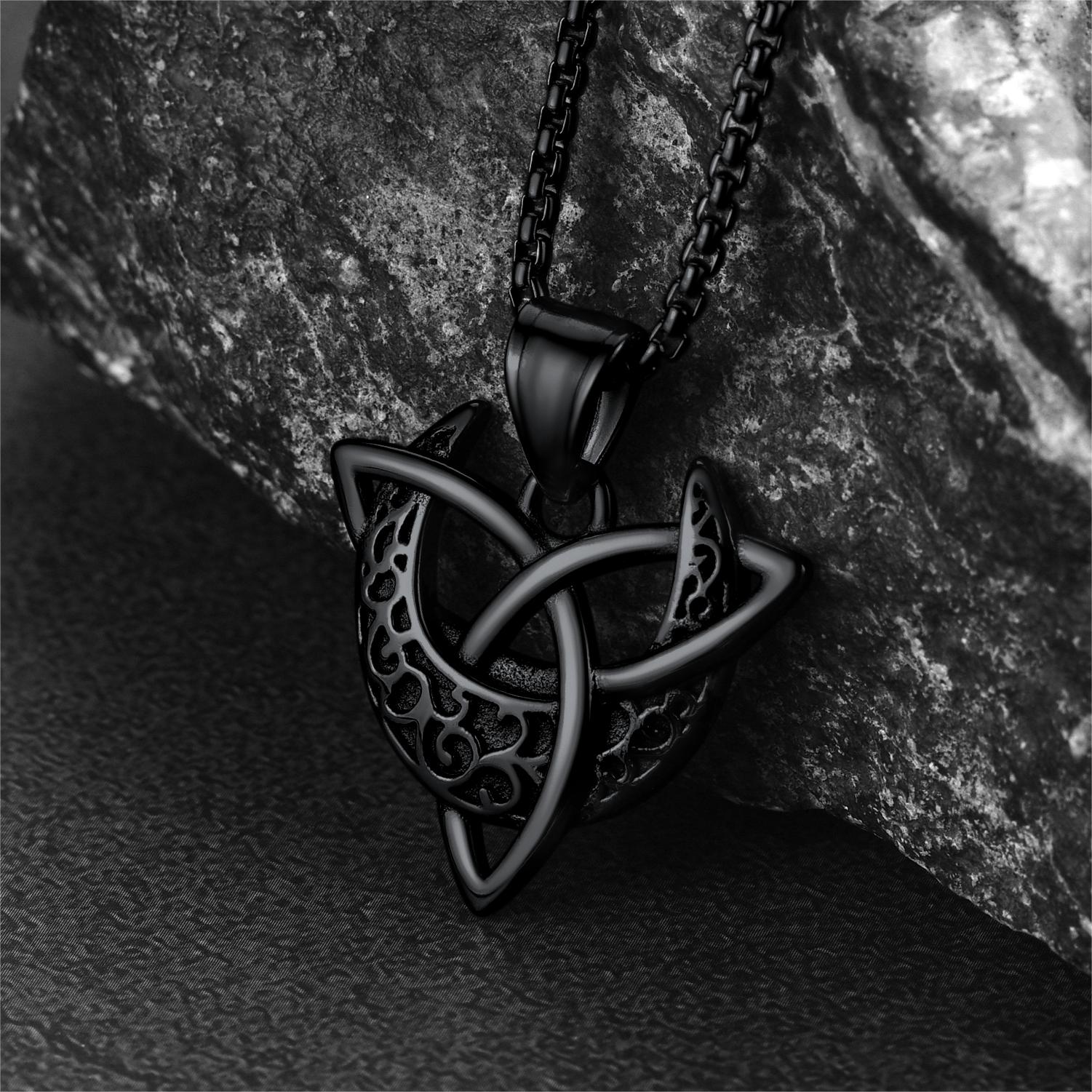 FaithHeart Vintage Triple Moon Goddess Necklace For Men FaithHeart