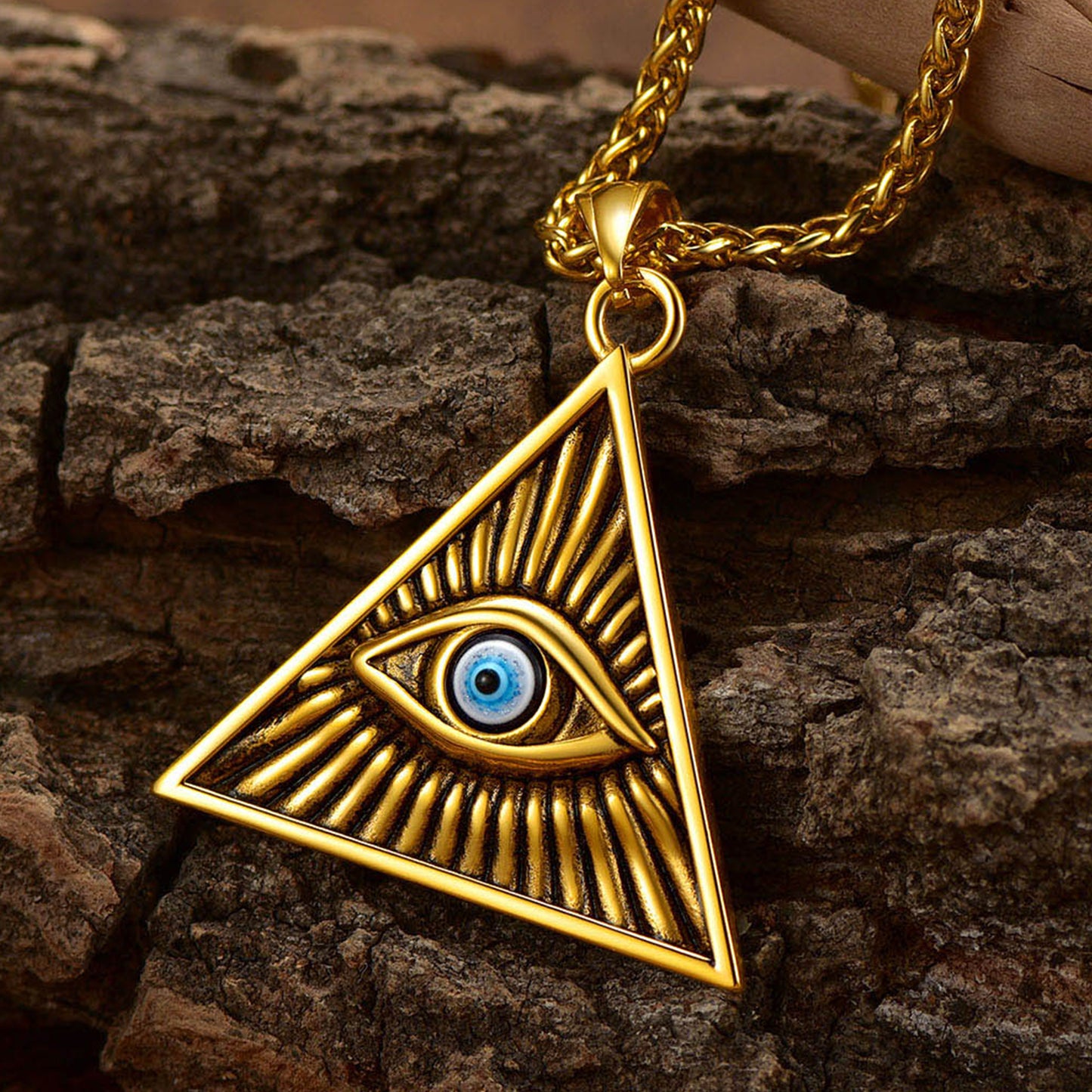 FaithHeart Triangle All Seeing Eye Pendant Necklace For Men FaithHeart