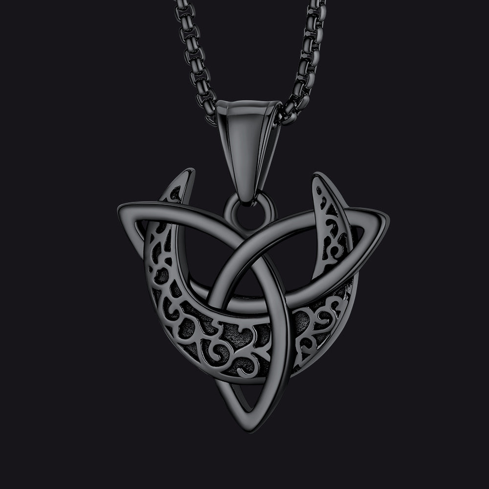 FaithHeart Vintage Triple Moon Goddess Necklace For Men FaithHeart