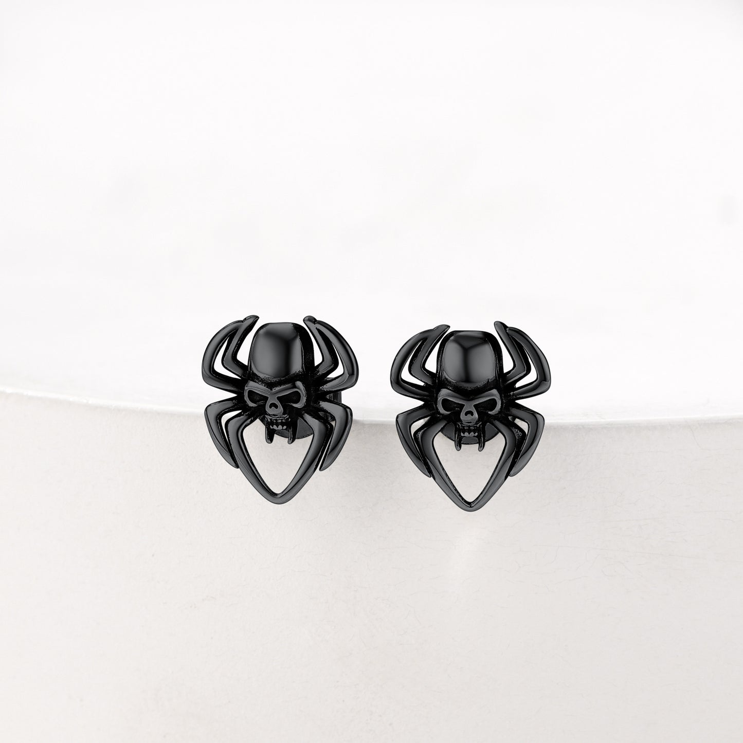 FaithHeart Sterling Silver Spider Skull Stud Earrings For Men FaithHeart