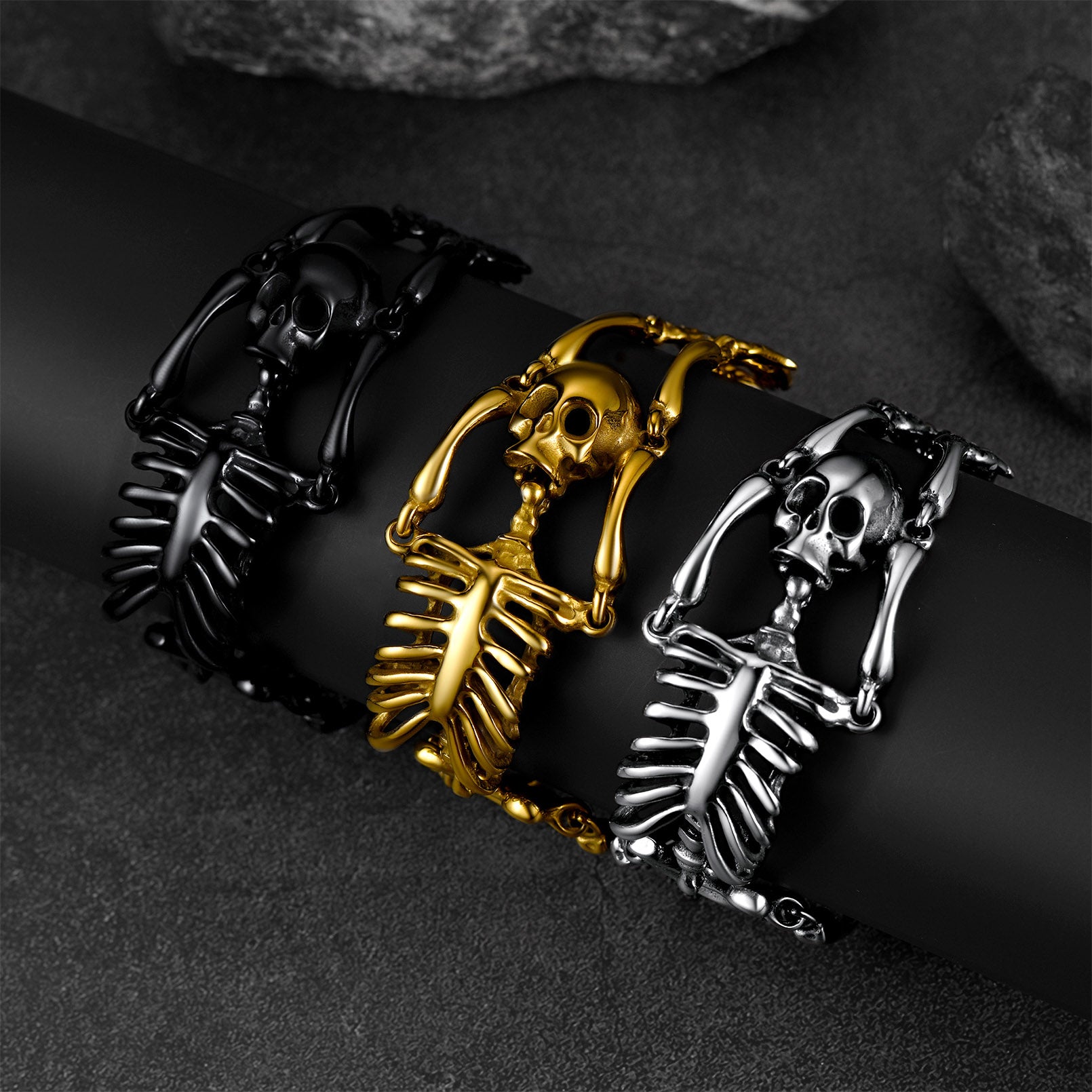 FaithHeart Stainless Steel Body Skull Skeleton Bracelet for Men FaithHeart