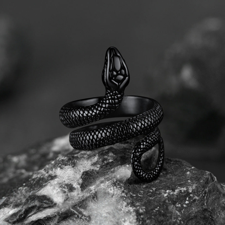 FaithHeart Punk Coiled Snake Ring for Men FaithHeart