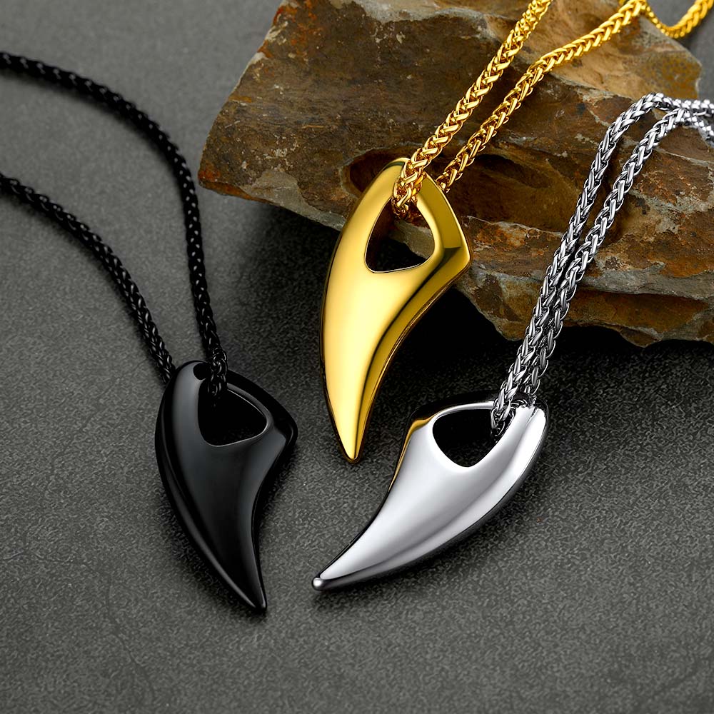 FaithHeart Norse Viking Wolf Tooth Spear Pendant Necklace for Men FaithHeart