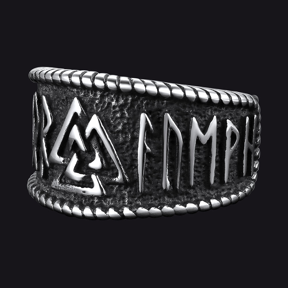 FaithHeart Norse Viking Valknut Ring with Rune for Men FaithHeart