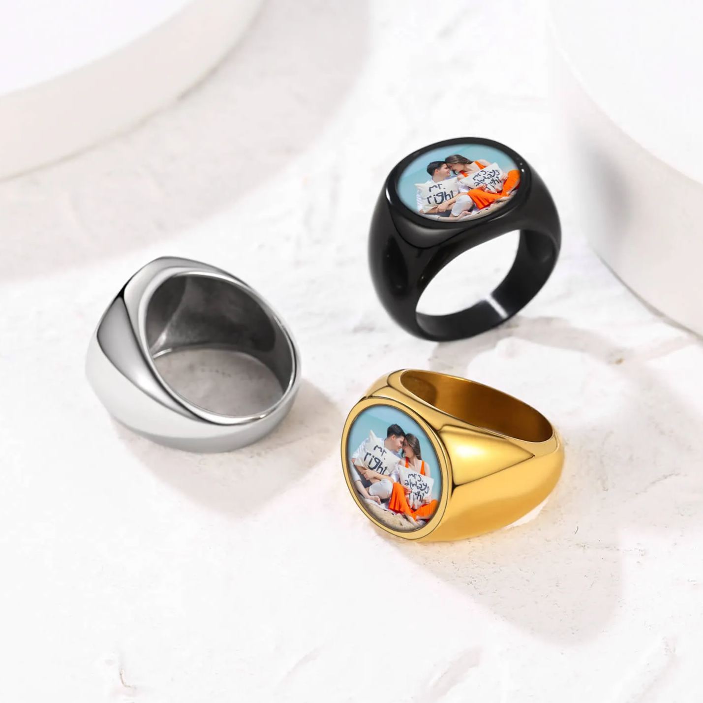 FaithHeart Personalized Photo Ring Signet Ring For Men FaithHeart