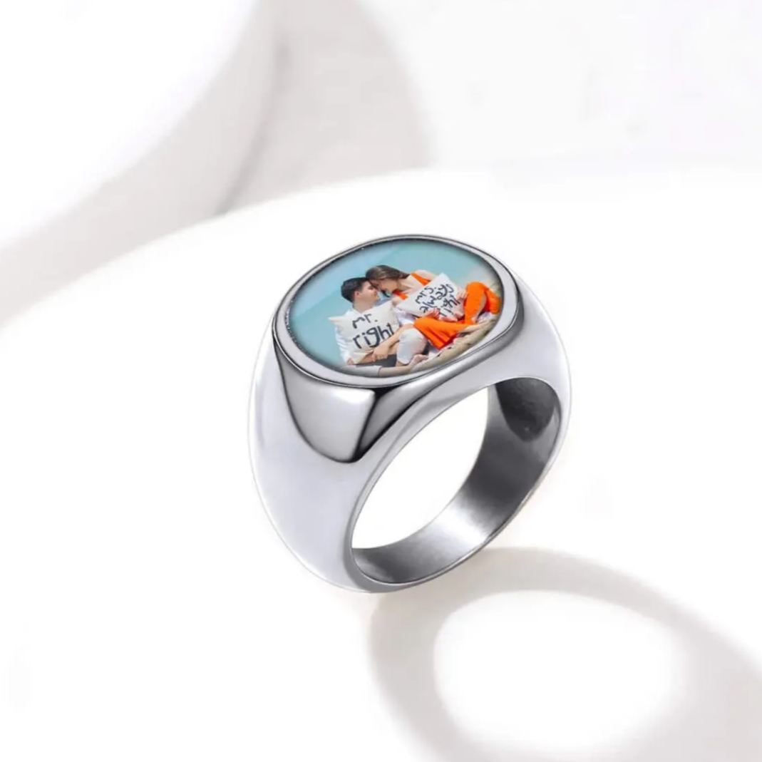 FaithHeart Personalized Photo Ring Signet Ring For Men FaithHeart