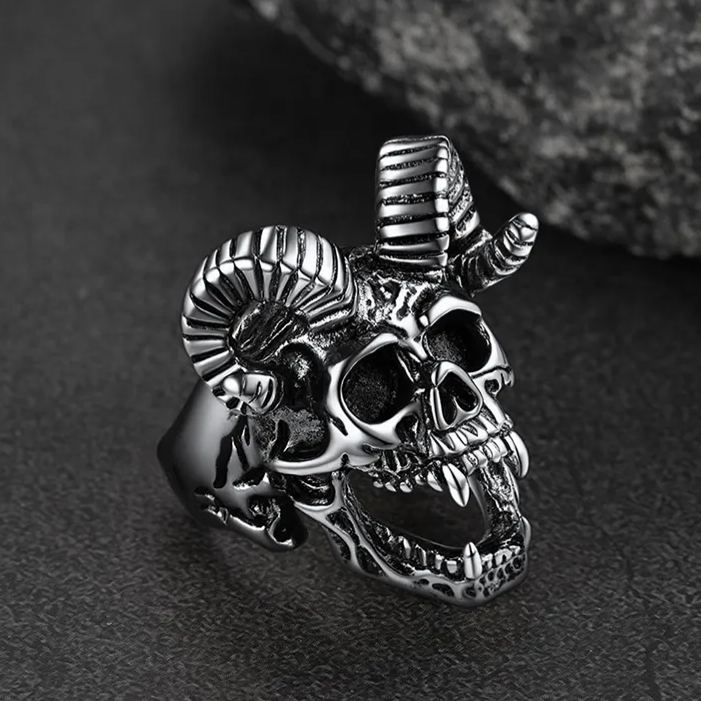FaithHeart Satanic Baphomet Goat Skull Ring For Men FaithHeart