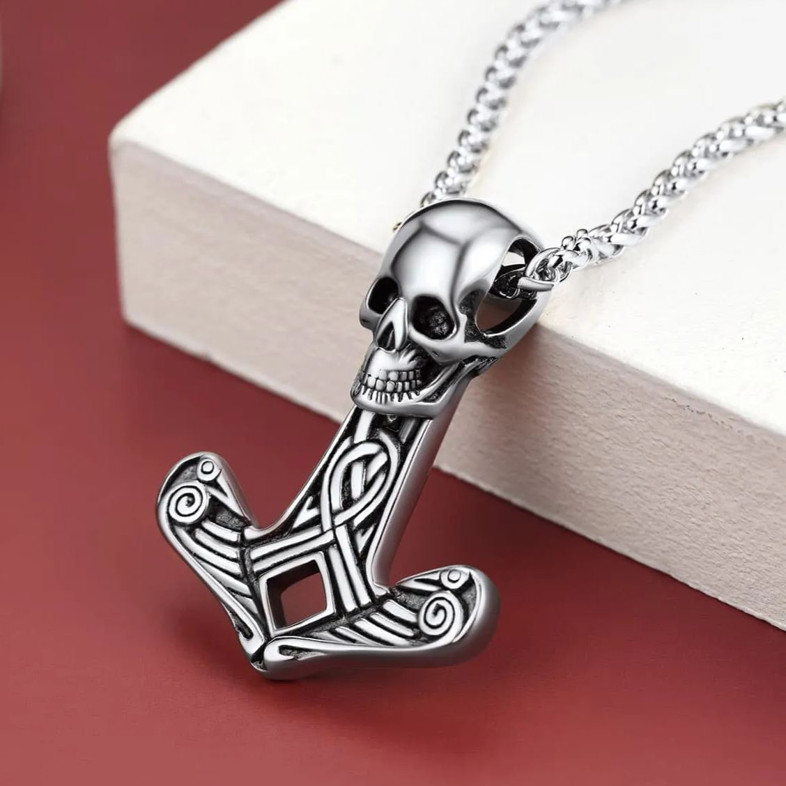 FaithHeart Viking Odin Sword Gungnir Spear Pendant Necklace for Men FaithHeart