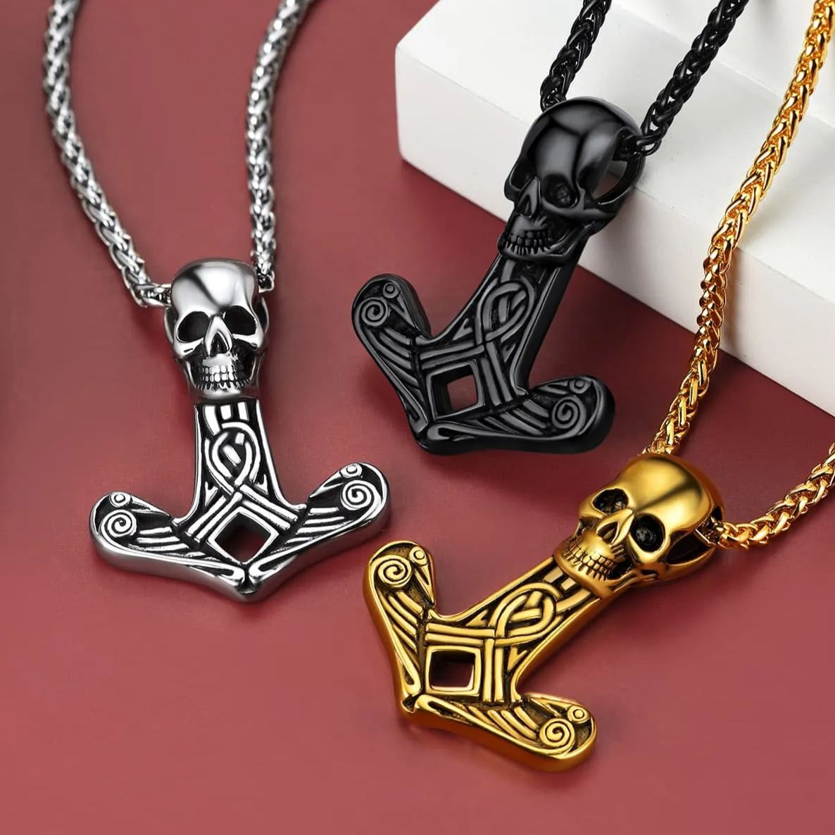 FaithHeart Viking Odin Sword Gungnir Spear Pendant Necklace for Men FaithHeart