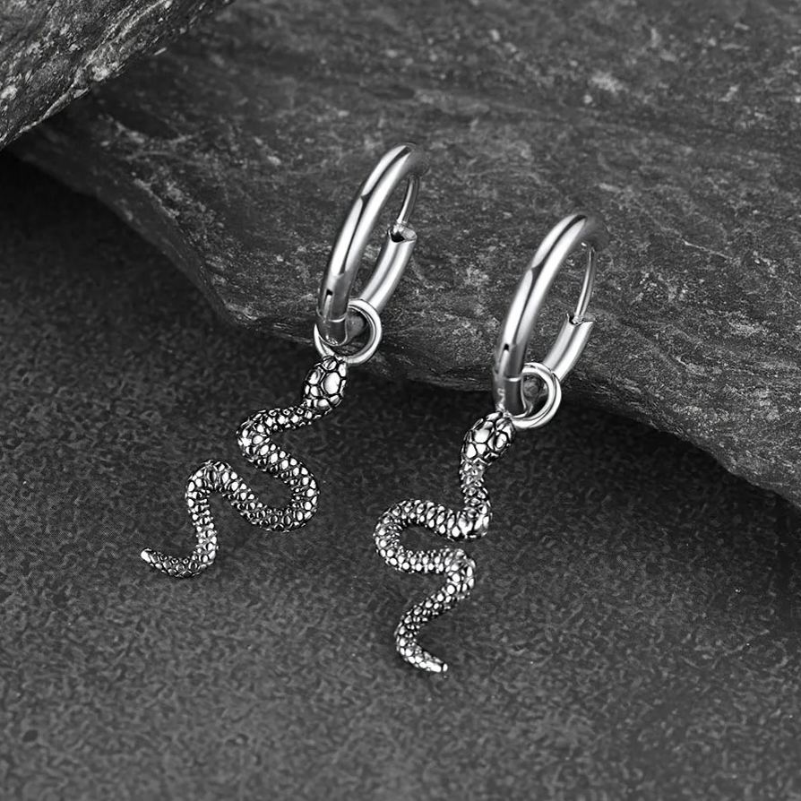 FaithHeart Snake Dangle Hoop Earrings Stainless Steel FaithHeart