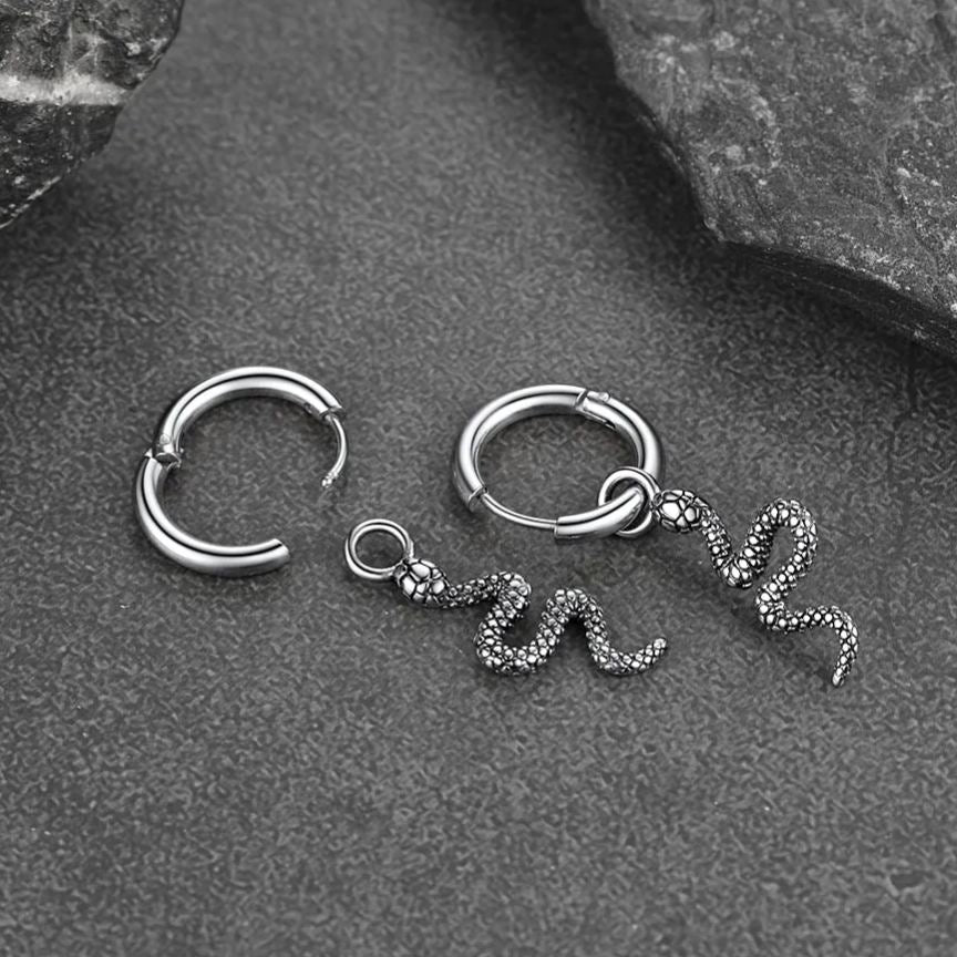 FaithHeart Snake Dangle Hoop Earrings Stainless Steel FaithHeart