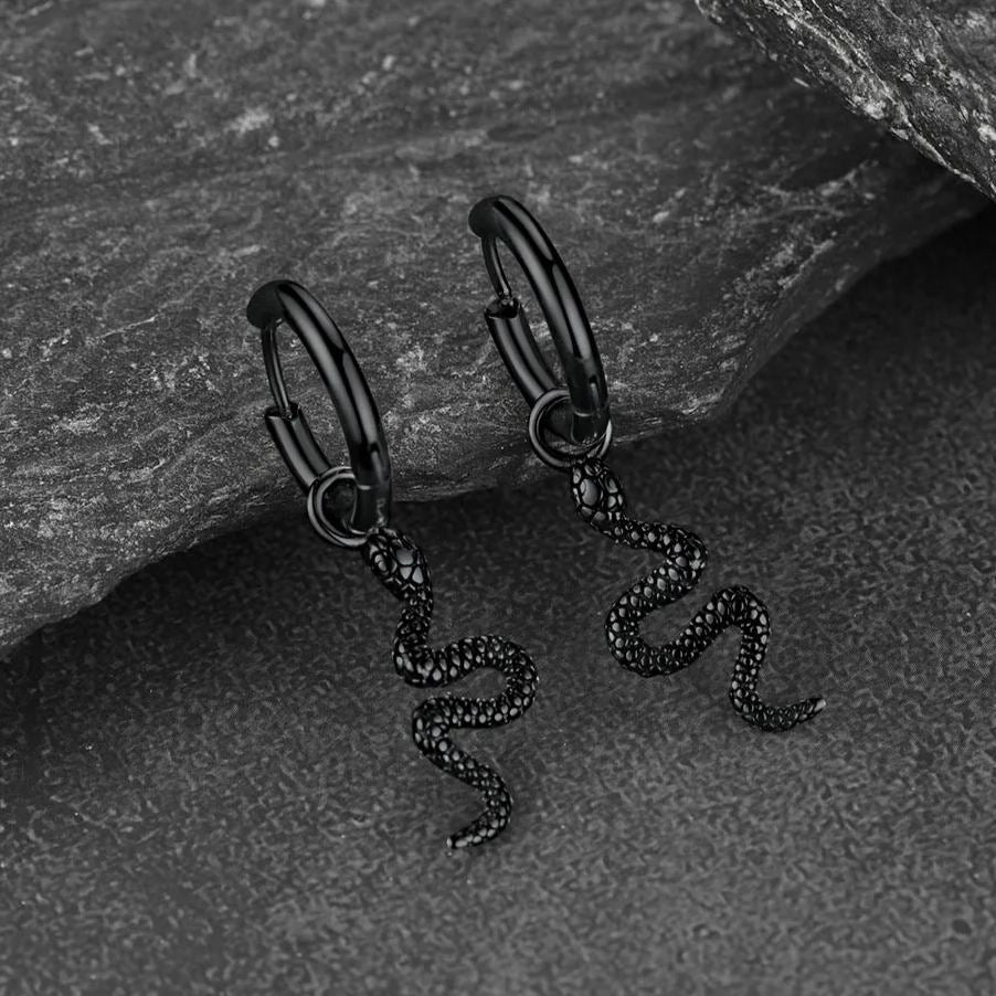 FaithHeart Snake Dangle Hoop Earrings Stainless Steel FaithHeart